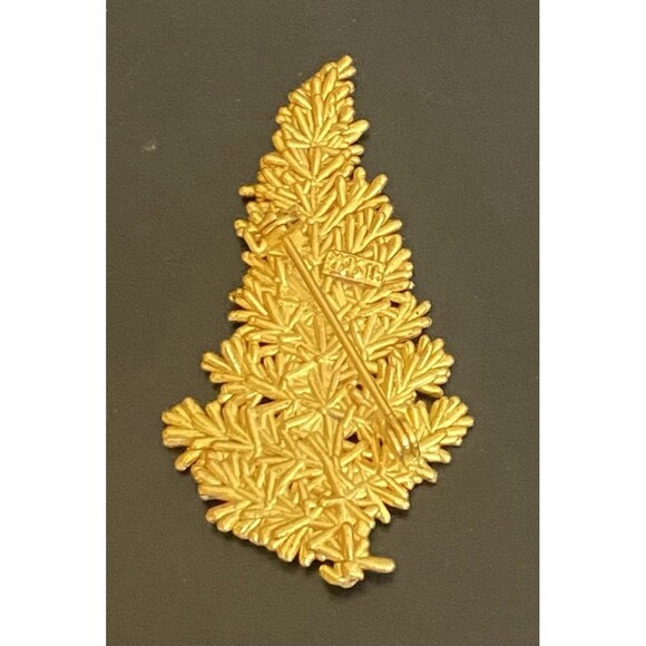 Vintage Orchid Leaf 24 Ct Gold Dipped Pin Brooch - Picture 2 of 5